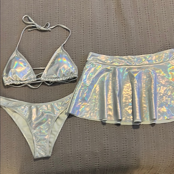 Other - Iridescent Bikini Set with Skirt